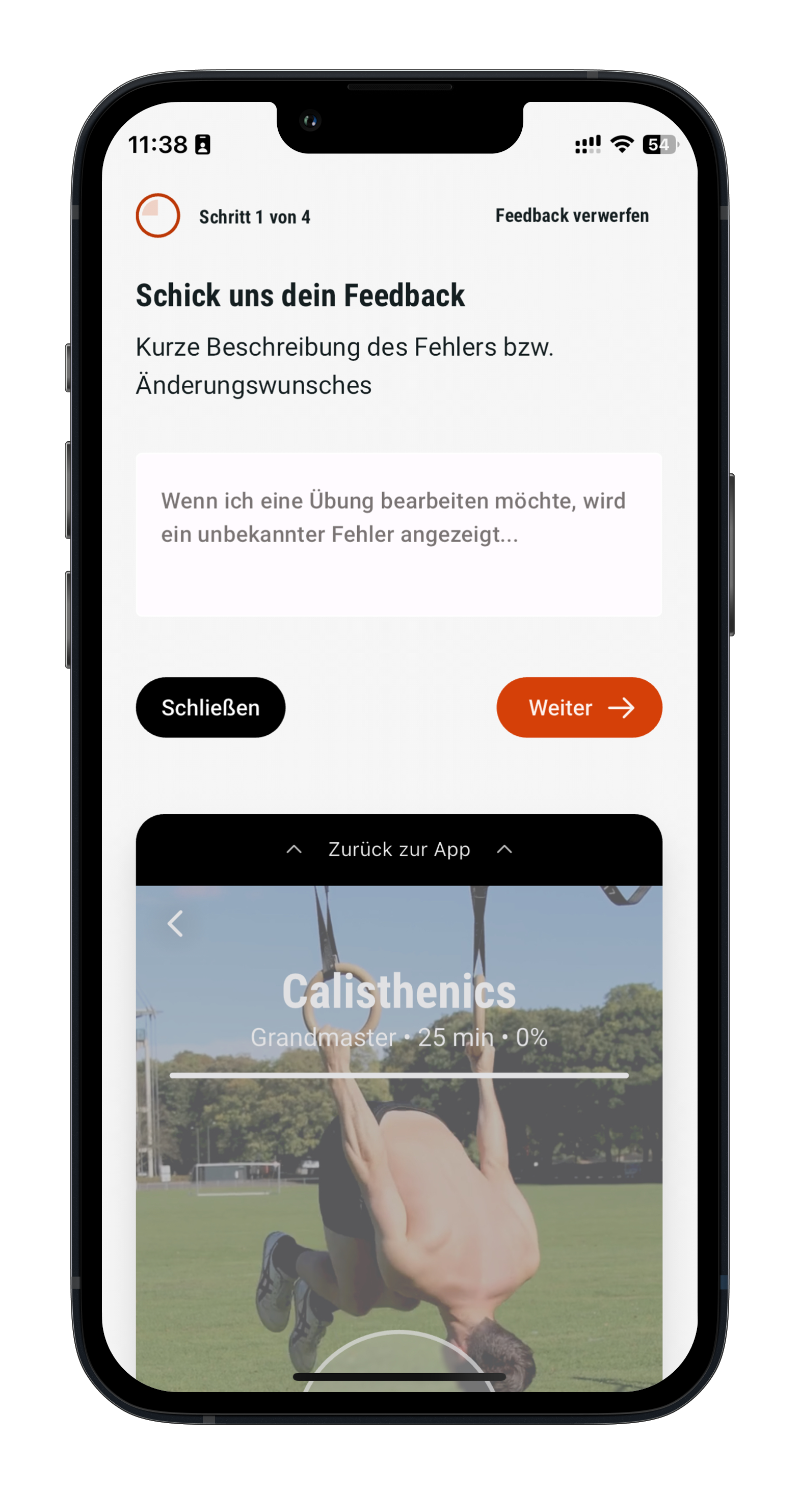 DIE RINGE App Mockup Feedback senden