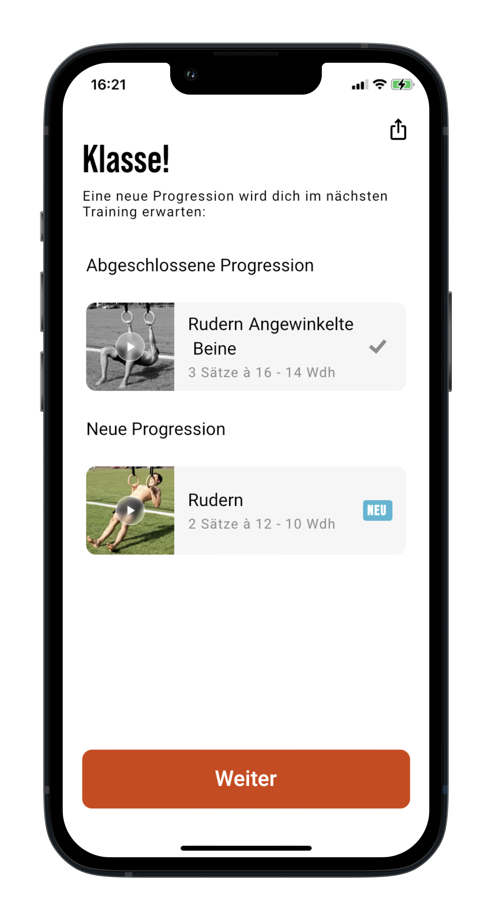 DIE RINGE App Mockup neue Progression