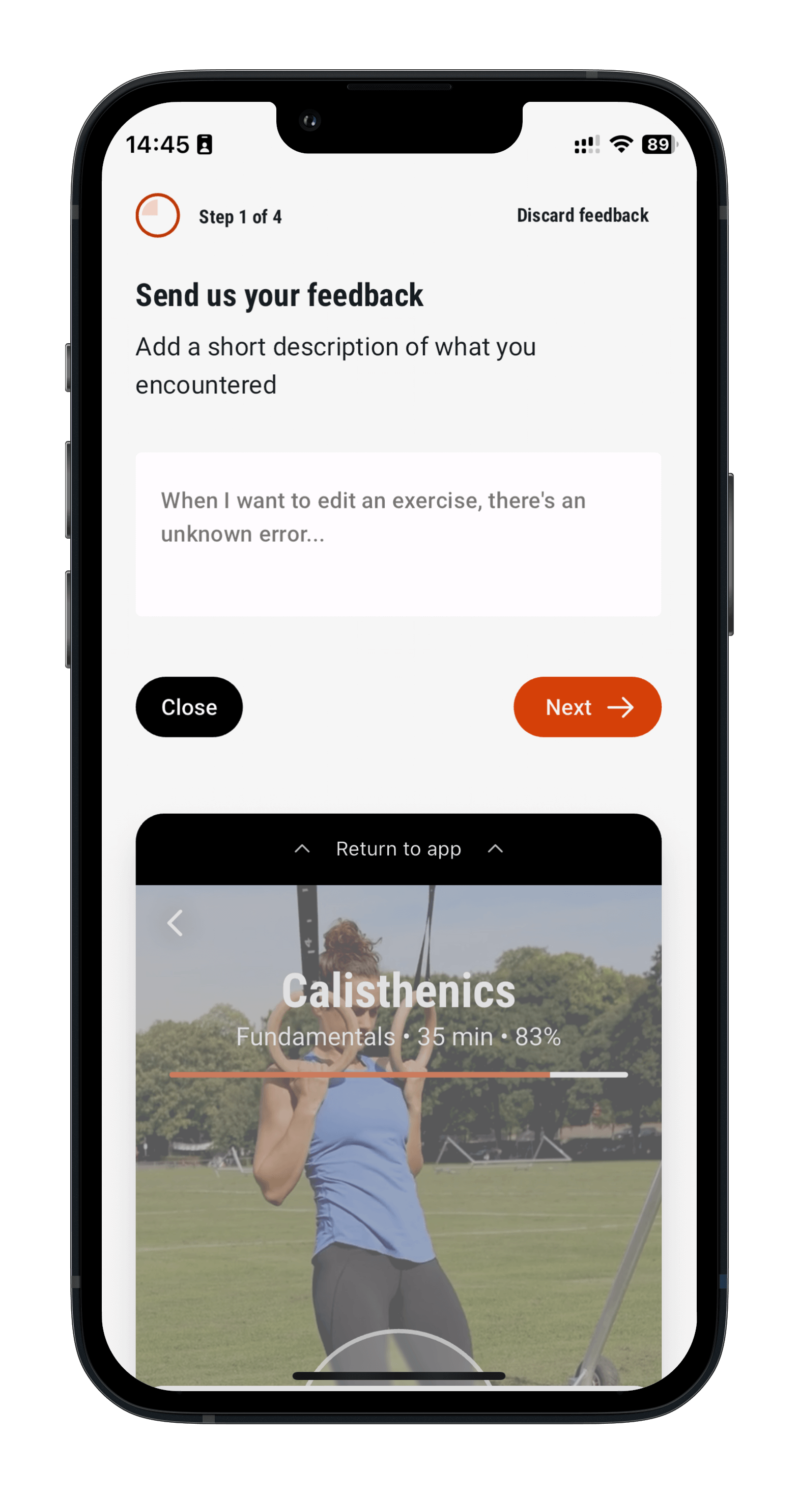 die ringe app mockup feedback function